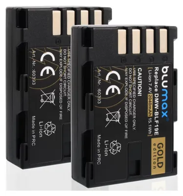 Produktbild von 2x Blumax Akku | für Panasonic DMW-BLF19E Digitalkamera | Kapazität 2040mAh  |Spannung 7,4Volt | Video- und  Kamerazubehör