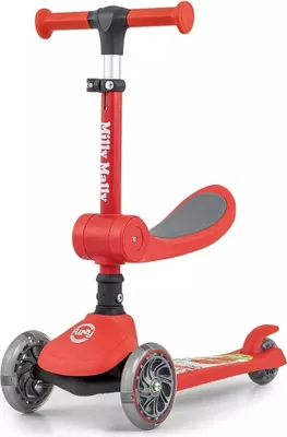 Immagine prodotto di Milly Mally Scooter Fuzzy - Monopattino a tre ruote con sedile, ruote illuminate a LED, manubrio regolabile in altezza, sicuro e stabile per bambini dai 18 anni in poi
