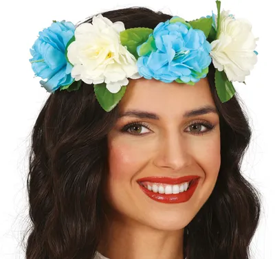 Produktbild von WEIßE BLUMEN Kranz Stirnband Hippie Frühling Junggesellinnenabschied Karneval Ball