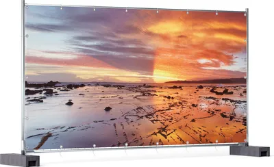 Produktbild von Wallario XXL Outdoor-Poster für Garten oder Balkon, Motiv Wattwanderung am Meer bei Sonnenuntergang, in ca. 340 x 173 cm