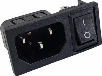 Produktbild von Kaltgeräte-Steckverbinder C-14 10A/250V, mit 3-Pin Umschalter 6A/250V, Ein/Ein