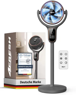 Image de Ventilateur sur pied 4FRESH – Circulateur d'air, 6 vitesses, 3 modes, minuterie de 12 heures, idéal pour le salon, la chambre et le bureau