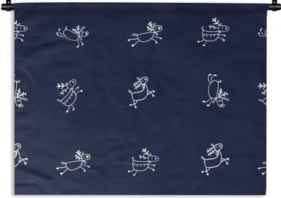 Produktbild von MuchoWow® Wandteppich Wandbehang Hirsche - Muster - Illustration 90x67.5 cm Tapisserie Dekoration Wandtuch - Fototeppich - Wand-Skulpturen