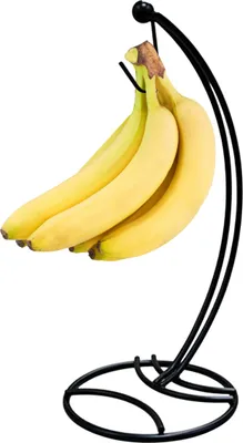 Produktbild von Relaxdays Bananenhalter, Metall, H x D: 33,5 x 15 cm, gegen Druckstellen, Bananen Aufbewahrung, Bananenständer, schwarz