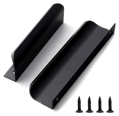 Produktbild von 2 Stück Versteckte Möbelgriffe, Schwarze Schrankgriffe, Geschwungene Türgriffe, 120 mm, Modernes Aluminium für Küchenschränke, Kleiderschränke, Badezimmer (Mattschwarz)