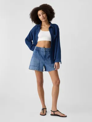 Produktbild von GAP Damen Jeansshorts Weites Bein Mittelhoch mit Elastischem Bund und Seitentaschen XXL