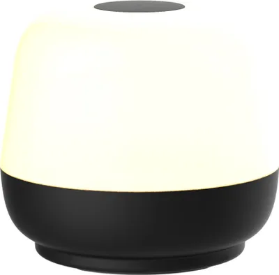 Image de Lampe de table d'extérieur pour terrasse, moderne, noire, ronde, LED 1,2 W, lumière chaude, batterie rechargeable via USB-C, IP44, SAMBA Polux