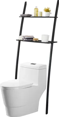 Produktbild von Regal Badregal Toilettenregal Waschmaschinenregal aus Bambus Waschmaschinenschrank mit 2 Ablagen-173x66x25cm Schwarz