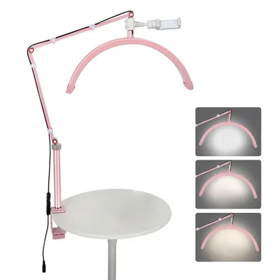 Produktbild von Schreibtischhalterung LED-Videoleuchte, C-Klemm-Design, dimmbares Licht, Pink, EU
