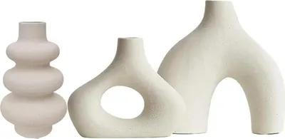 Produktbild von Beige Keramikvase 3er-Set Doppelberg vasen für Moderne Boho Nordic Minimalismus-Stil Dekoration -vasen für Wohnzimmer, Hochzeit, Abendessen Tisch, Party, Büro und Schlafzimmer