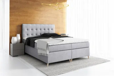 Produktbild von Boxspringbett Schlafzimmerbett GABIN 180x200cm Stoff Jasmine Hellgrau