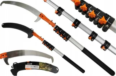 Immagine prodotto di Playos® Sega a braccio telescopica da 3 metri - Lunghezza regolabile, lama in acciaio SK5, ideale per lavori di giardinaggio
