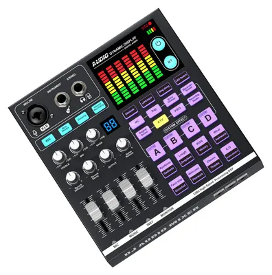 Produktbild von 48-V-Podcast-Mischpult, BT-DJ-Mixer, externe Soundkarte für Musik, Live-Streaming, Studioaufnahmen und Gaming