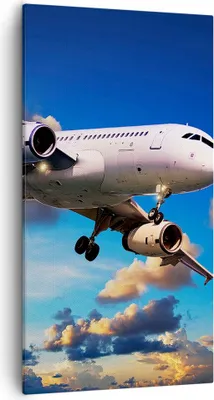 Produktbild von Bild auf Leinwand - Leinwandbild - Flugzeug Flug Reise Fahrzeug - 55x100cm - Wand Bild - Wanddeko - Leinwanddruck - Bilder - Kunstdruck - Wanddekoration - Leinwand bilder - Wandkunst - PA55x100-2445