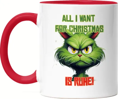 Produktbild von All I Want For Christmas Is Ruhe! Tasse Rot Katzenbesitzer Sarkasmus Geschenk