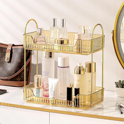 Image de Organisateur de maquillage à 2 niveaux pour produits cosmétiques
