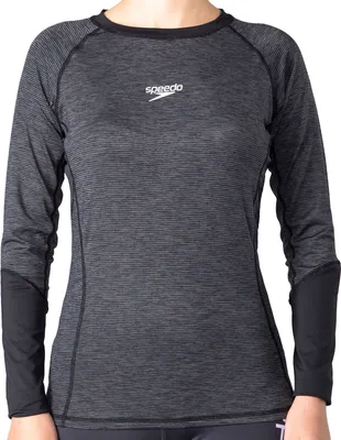 Produktbild von Speedo Lässiger weiblicher Rashguard L/S, Oxid Grau/Schwarz - L
