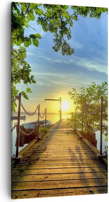 Produktbild von Bild auf Leinwand - Leinwandbild - See Sonnenuntergang Boot Landschaft - 55x100cm - Wand Bild - Wanddeko - Leinwanddruck - Bilder - Kunstdruck - Leinwand bilder - Wandkunst - PA55x100-2573
