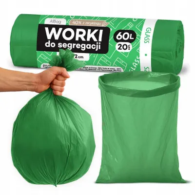 Zdjęcie produktu dla Worki na szkło 60 l Allbag – worki na odpady z recyklingu do segregacji szkła, wytrzymałe