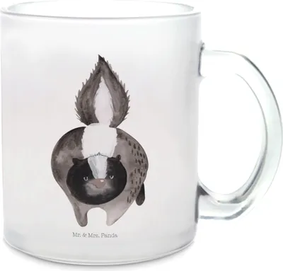 Produktbild von Mr. & Mrs. Panda Häferl Stinktier Angriff - Transparent - Geschenk, Stinker, Raubtier, wütend, Drohung, Pott, Tee Tasse, Teetasse, Skunk, glastasse, Glas