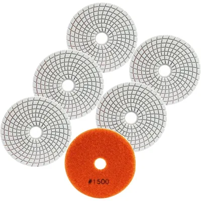Productafbeelding van Diamantpolijstschijven, 6 stuks, 100 mm, korrelgrootte 1500, geschikt voor graniet, marmer, kunststeen en kwarts