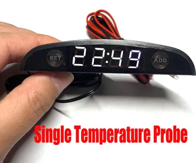 Produktbild von 12–24V Auto-Digitaluhr mit Innen- und Außenthermometer, Voltmeter, LED-Display, Armaturenbrettanzeige - Weißes Licht -1