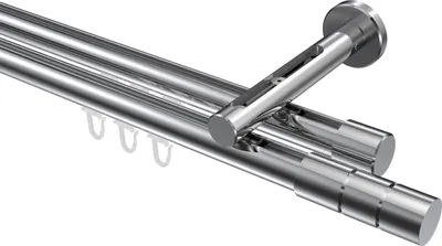 Produktbild von Interdeco Innenlaufstange / Gardinenstange mit Innenlauf Chrom, Typ Siteno Elanto (Rillenzylinder), 20 mm Ø 2-läufig, 600 cm