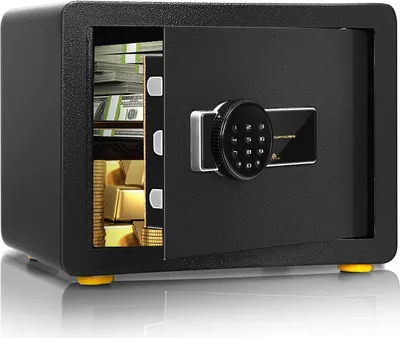 Produktbild von Elektronický oceľový trezor na peniaze, bezpečnostný trezor s prístupovým kódom a zámkom na kľúč, trezor na peniaze ideálny pre domácu kanceláriu, hotel, 30 × 40 × 30 cm, digitálna skrinka