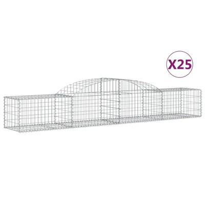 Produktbild von Gabionen mit Hochbogen 25 Stk. 300x50x40/60 cm Verzinktes Eisen