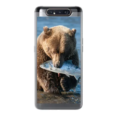 Produktbild von MuchoWow® Handyhülle Schutzhülle Hülle für Samsung Galaxy A80 Bär - Braun - Fisch Silikon Softcase Handy Hülle - Schutzdeckel