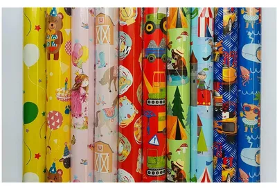 Productafbeelding van Assortiment luxe cadeaupapier inpakpapier voor kinderen - 200 x 70 cm - 5 rollen