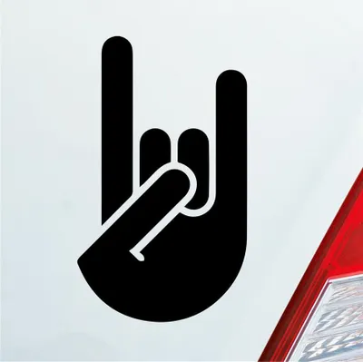 Produktbild von Auto Aufkleber Heavy Metal Gruß Pommesgabel Rock 12x7 cm Schwarz Glanz Sticker Heckscheibenaufkleber