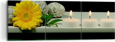 Produktbild von Bild auf Leinwand - Leinwandbild - Spa Blume Kerze Stein - 120x40cm - Wand Bild - Wanddeko - Leinwanddruck - Bilder - Kunstdruck - Wanddekoration - Leinwand bilder - Wandkunst - CA120x40-0415