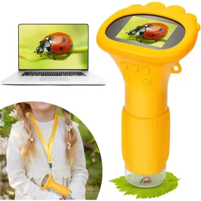 Produktbild von Digitales Taschenmikroskop für Kinder mit 2-Zoll-IPS-Display, bis zu 1000-facher Vergrößerung und LED-Beleuchtung