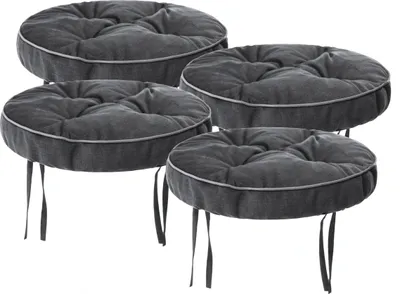 Produktbild von sada 4 polštářů na židle 38x38 cm - Pohodlný polštář 10 cm na židle, lavice a stoličky - Polstrovaný polštář na židle a lavice Grey Fancy