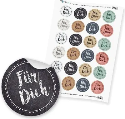 Produktbild von 24 x itenga Sticker „Für Dich Vintage Papier Mix“ unlackiert  (Motiv 78)