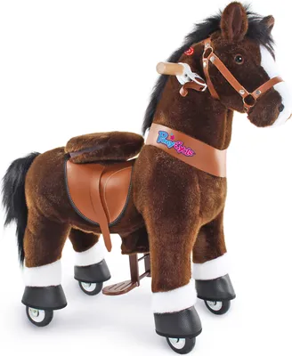 Produktbild von PonyCycle Pferd Tretauto dunkelbraun für Kinder von 3-4 Jahren Schaukelpferd auf Rollen mit Sound und Bremsen - Ux321