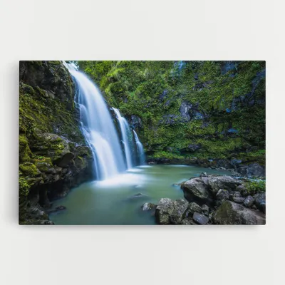 Produktbild von ARTHUB® Leinwandbild 80x120 cm, Swimming In Waterfall | Wohnzimmerdekoration, Hängende Bilder, Wanddekoration, Heimdekoration, Landschaften, Wasserfälle