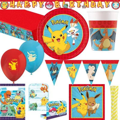 Produktbild von Pokemon Kindergeburtstag Party Deko Set Pikachu Geburtstag Partyset