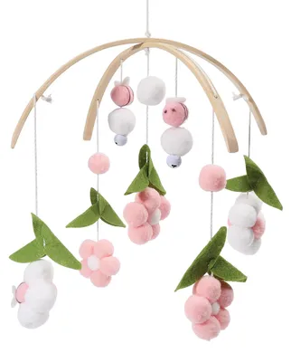 Filz-Blumen-Mobile mit Bienen für Babybett, rosa