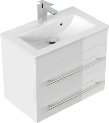 Produktbild von Badmöbel Waschplatz "Portus 600 SlimLine" 60 cm weiß Hochglanz