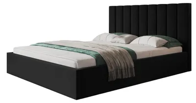 Produktbild von Bett Sapporo 200x200, Bettkasten und Metallrahmen, Jasminstoff, Schwarz