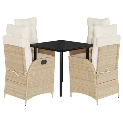 Produktbild von vidaXL 5-tlg. Garten-Essgruppe mit Kissen Beige Poly Rattan