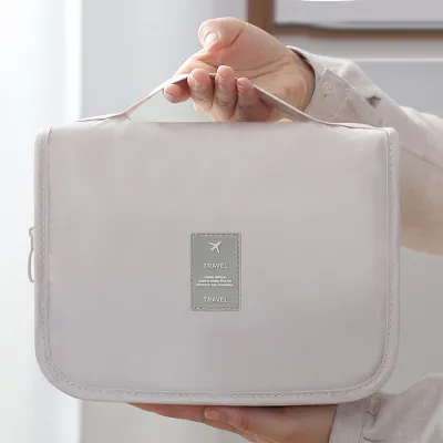 Obrázek produktu pro Kosmetická taška malá přenosná kosmetická taška na zip vysokokapacitní toaletní taška cestovní prací taška make-up pouzdro módní korejský styl skladovací taška béžová