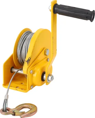 Image de Treuil à manivelle, câble de 30 m, force de traction de 1 200 lb, treuil manuel avec frein automatique à double effet pour remorques de bateau et camions