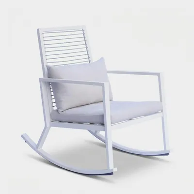 Produktbild von Moderne Aluminium-Schaukelstuhl mit Kissen Tayuva - Weiß