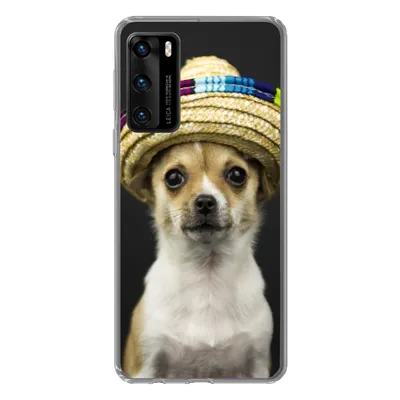 Produktbild von MuchoWow® Handyhülle Schutzhülle Hülle für Huawei P40 Hund - Sombrero - Schwarz Silikon Softcase Handy Hülle - Handytasche