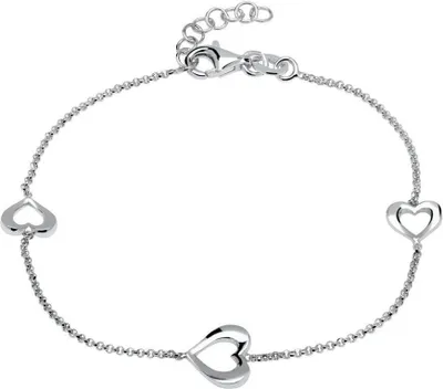 Produktbild von Armband aus 925er Sterlingsilber, rhodiniert, mit 3 Herzen