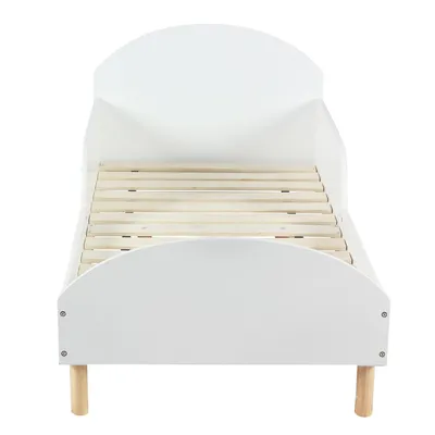 Produktbild von Kinderbett Weiß mit Rausfallschutz & Lattenrost, Juniorbett für Kleinkinder, Liegefläche 140×70 cm, Gesamtmaße 143×74×67,5 cm, ohne Matratze