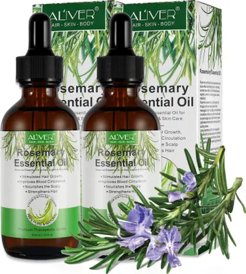 Produktbild von Rosmarinöl Ätherisches Öl Haarwachstum Kopfhaut Haarpflege Hautpflege Bio Vegan 2x 60ml